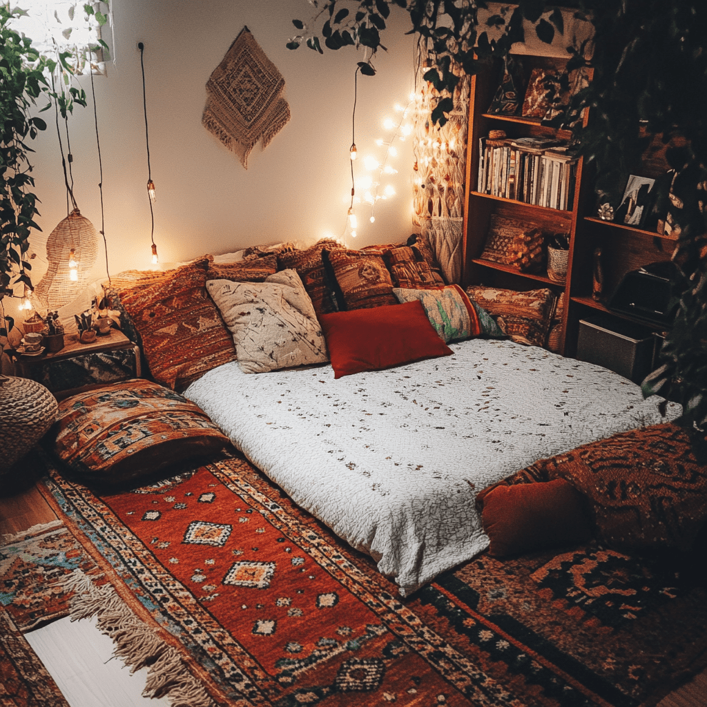 cama en el suelo, cama no chão
