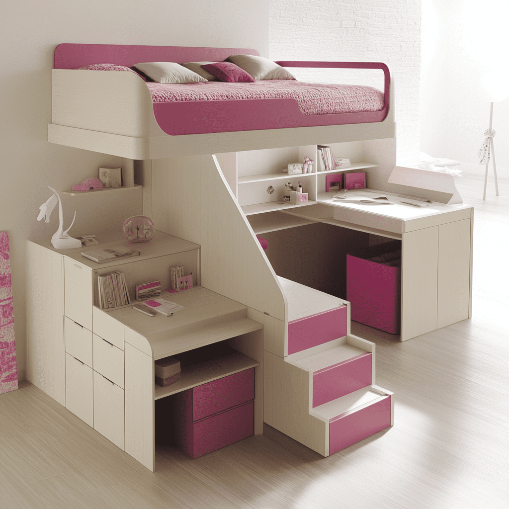 cama con escritorio debajo, Bett mit Schreibtisch, bed with desk underneath