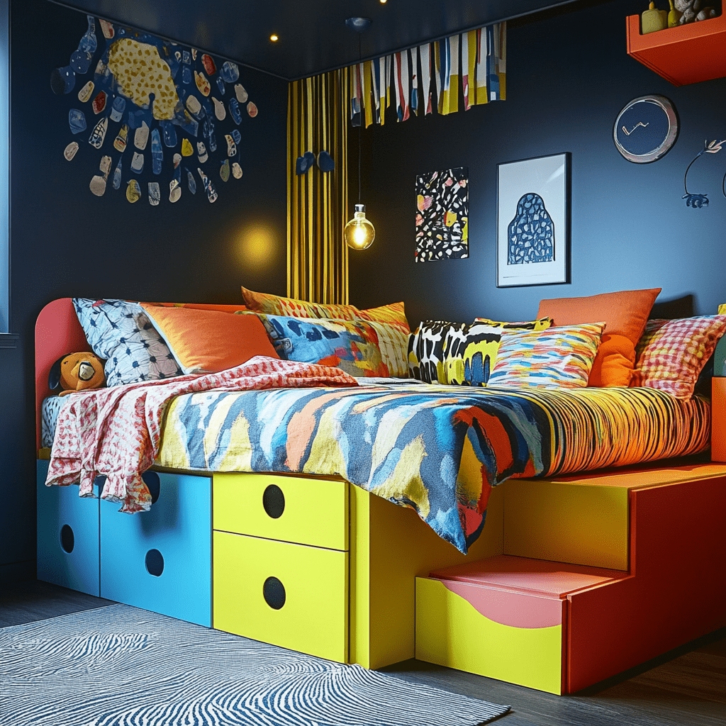 cama con almacenamiento, bed with storage, Bett mit Stauraum