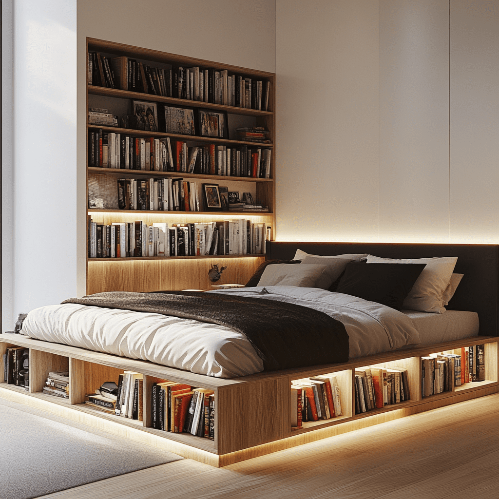 cama con almacenamiento, bed with storage, Bett mit Stauraum, Cama com Armazenamento