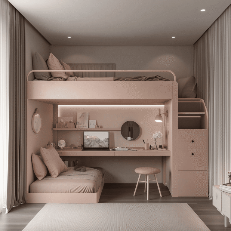 cama con escritorio debajo